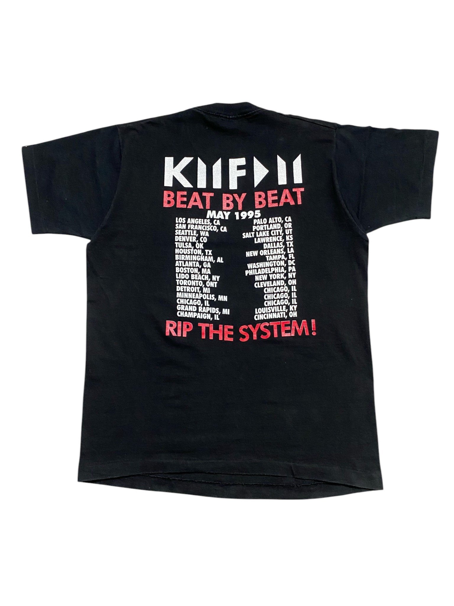 1995 KMFDM - Beat By Beat, RIP The System Tour T-Shirt - Image 2