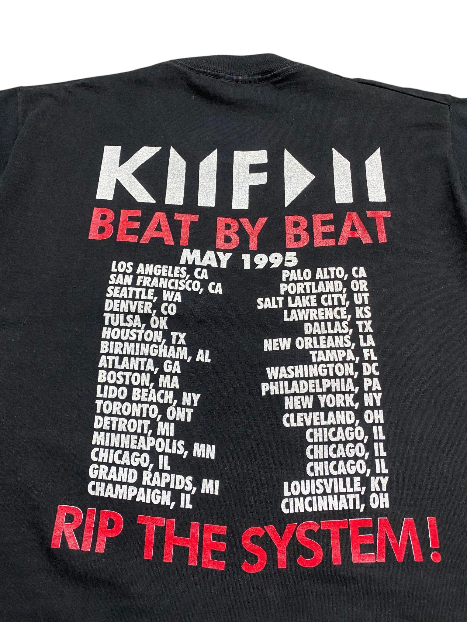 1995 KMFDM - Beat By Beat, RIP The System Tour T-Shirt - Image 3
