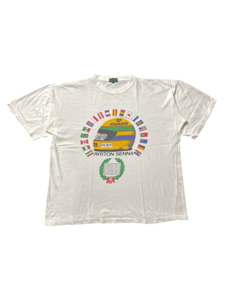 90s Ayrton Senna F1 Helmet Racing Graphic T-Shirt