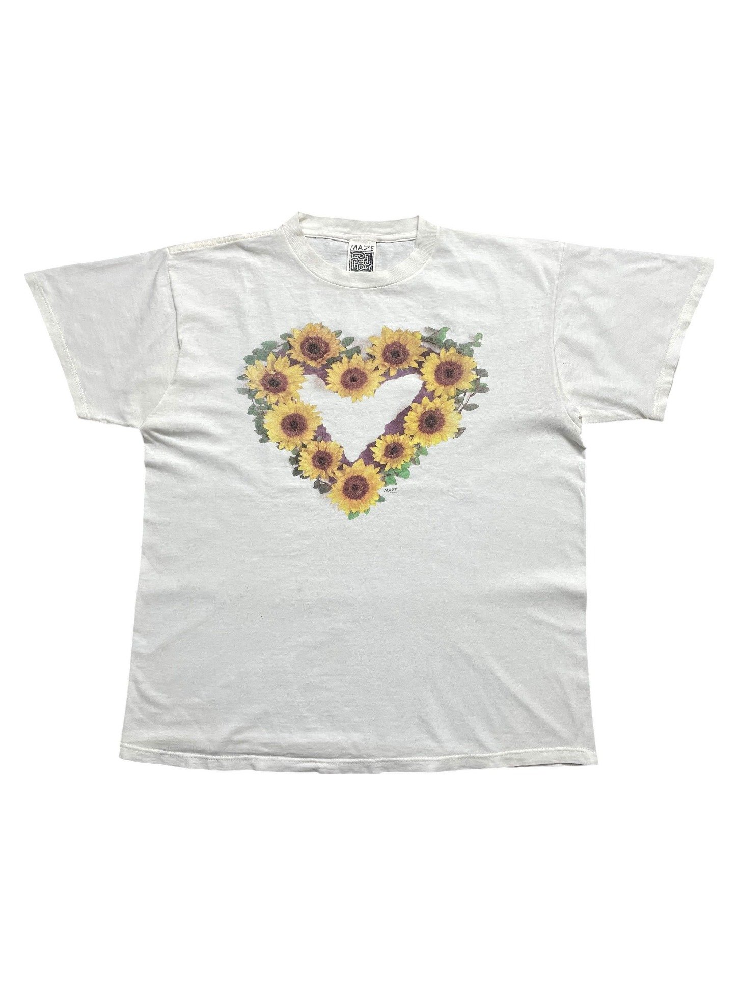 1993 Maze Sunflower Heart T-Shirt - Image 1