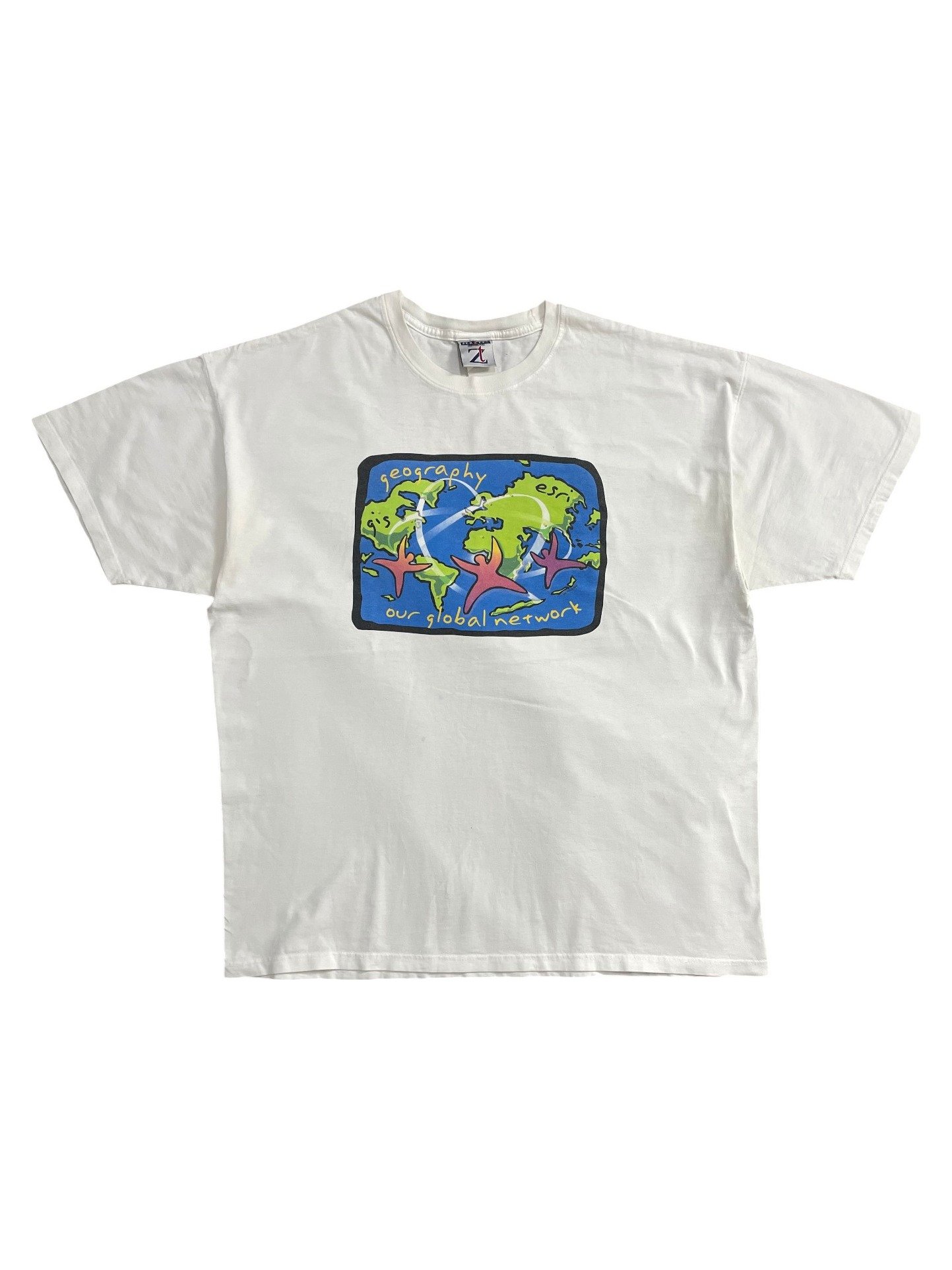 90s Esri GIS Geography Our Global Network Geosystems Tech Corporate Promo T-Shirt - Image 1
