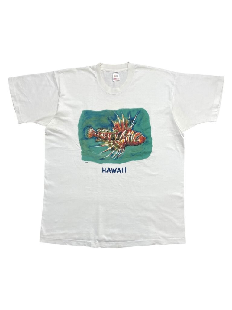 90s Hawaii Lionfish Watercolor Fish Art T-Shirt