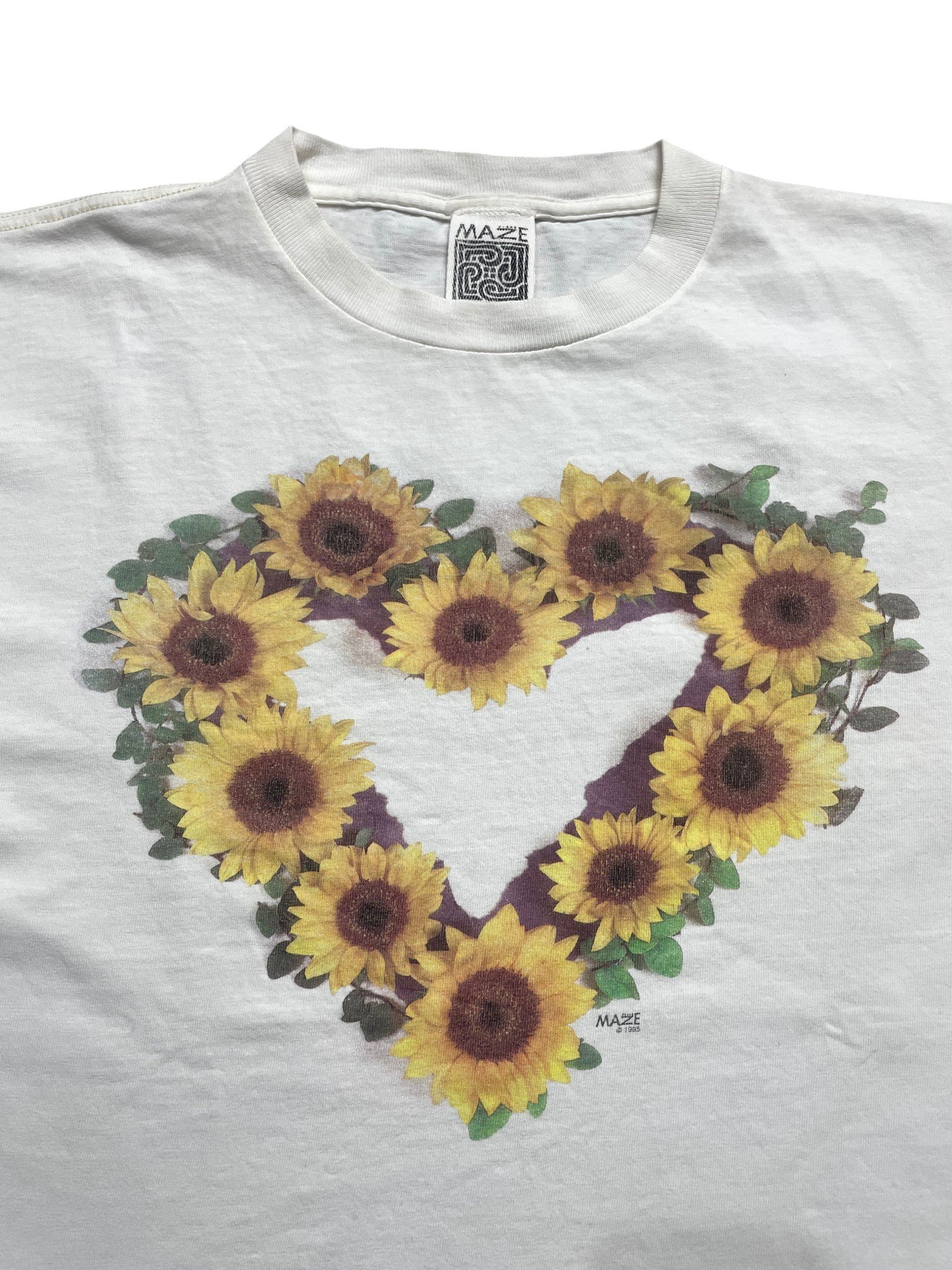 1993 Maze Sunflower Heart T-Shirt - Image 2