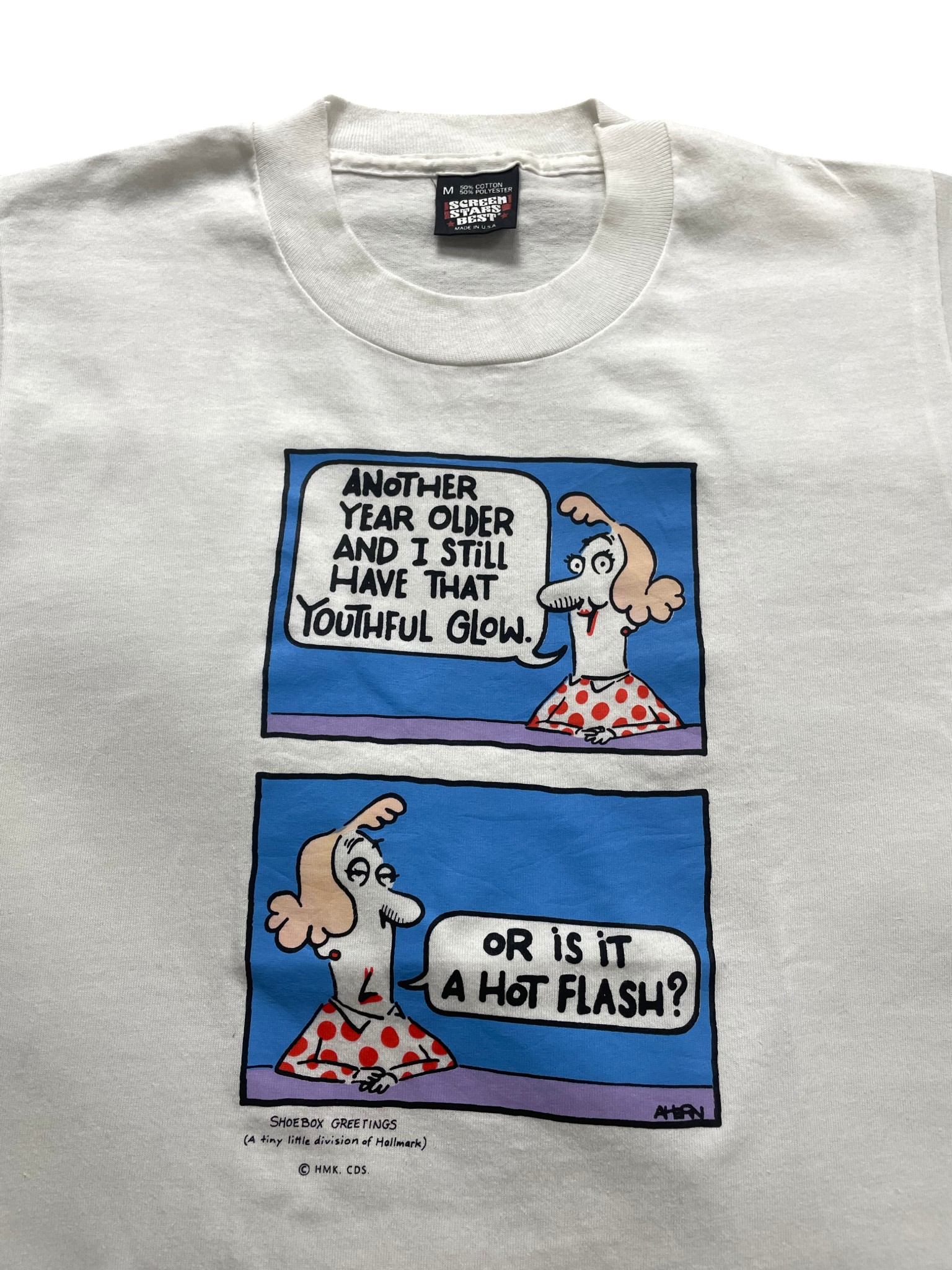 1993 Shoebox Greetings Hallmark Ahern Comic Strip Hot Flash T-Shirt - Image 2