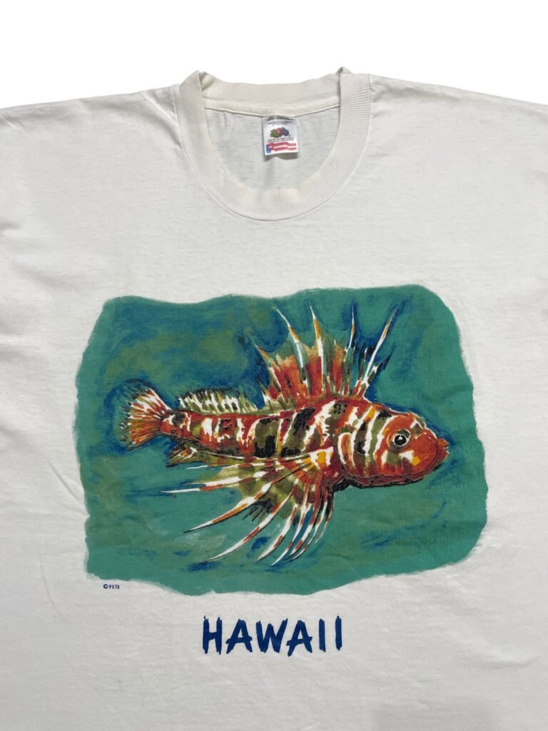 90s Hawaii Lionfish Watercolor Fish Art T-Shirt