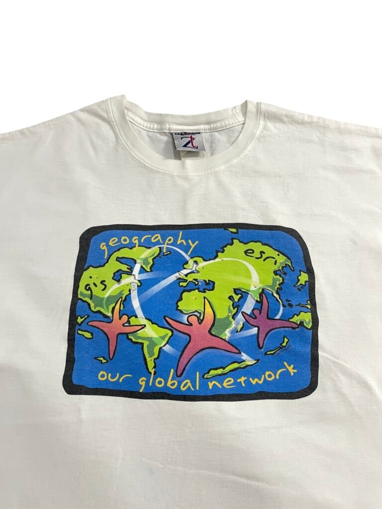 90s Esri GIS Geography Our Global Network Geosystems Tech Corporate Promo T-Shirt