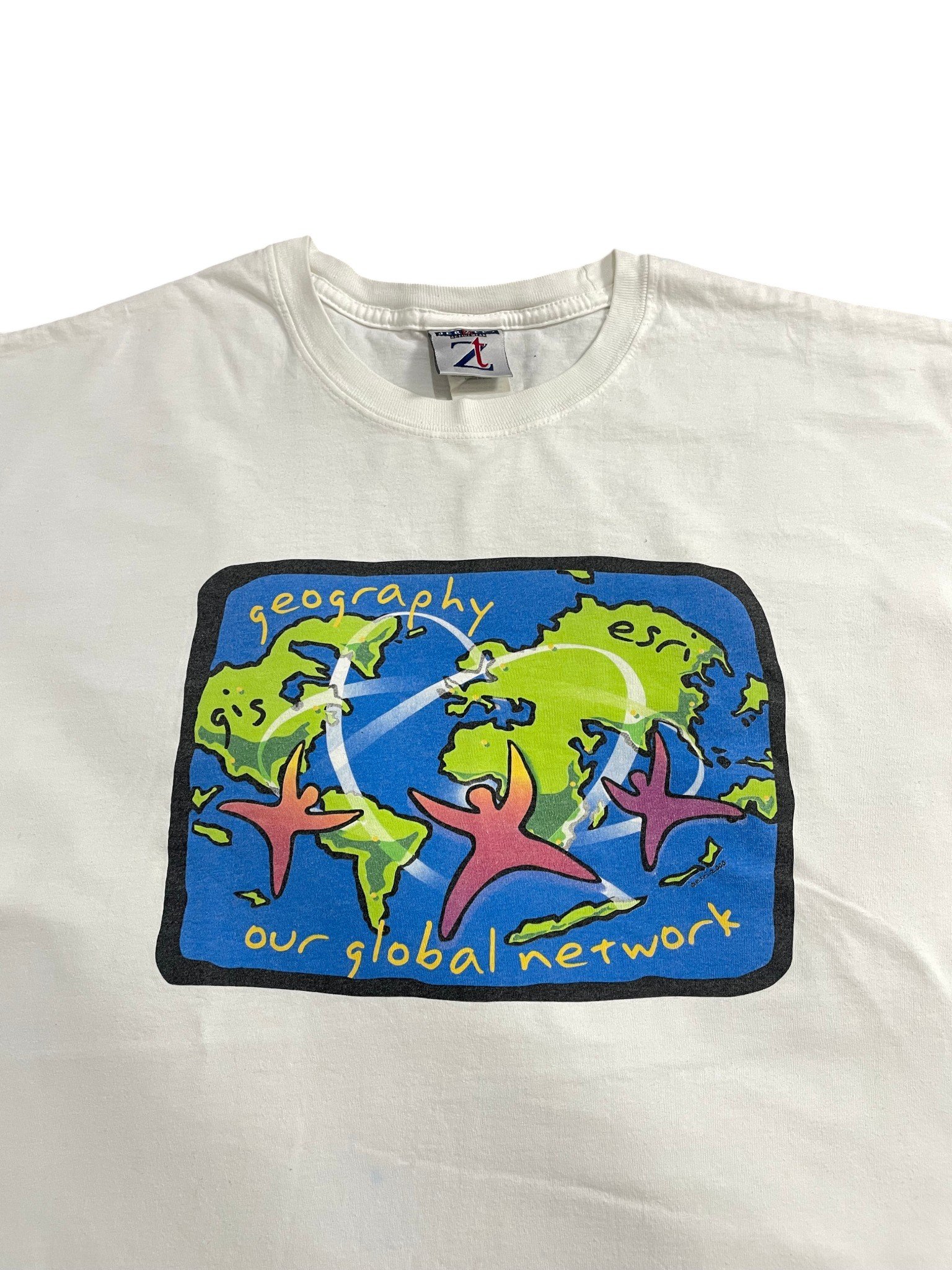 90s Esri GIS Geography Our Global Network Geosystems Tech Corporate Promo T-Shirt - Image 2