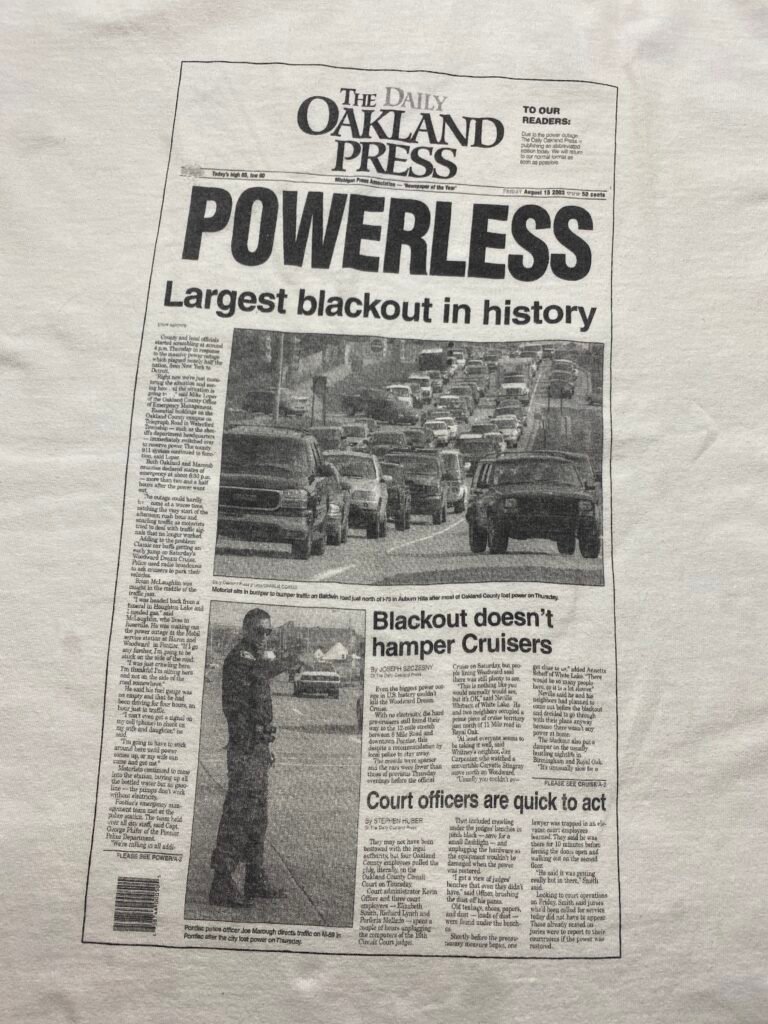 Vintage Oakland Press The Largest Blackout In History T-Shirt