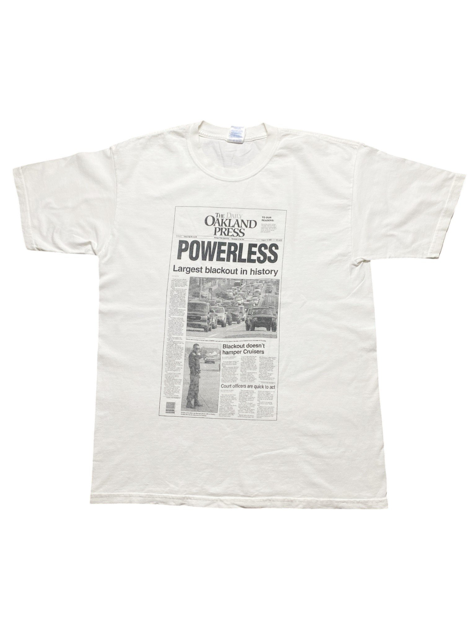 Vintage Oakland Press The Largest Blackout In History T-Shirt - Image 1