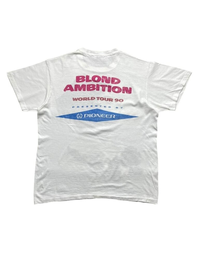 Vintage 1990 Madonna Blond Ambition World Tour T-Shirt back Pioneer print