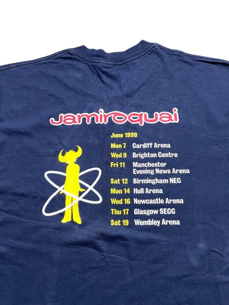 Vintage 1999 Jamiroquai Synkronized UK Tour T-Shirt back tour dates close up