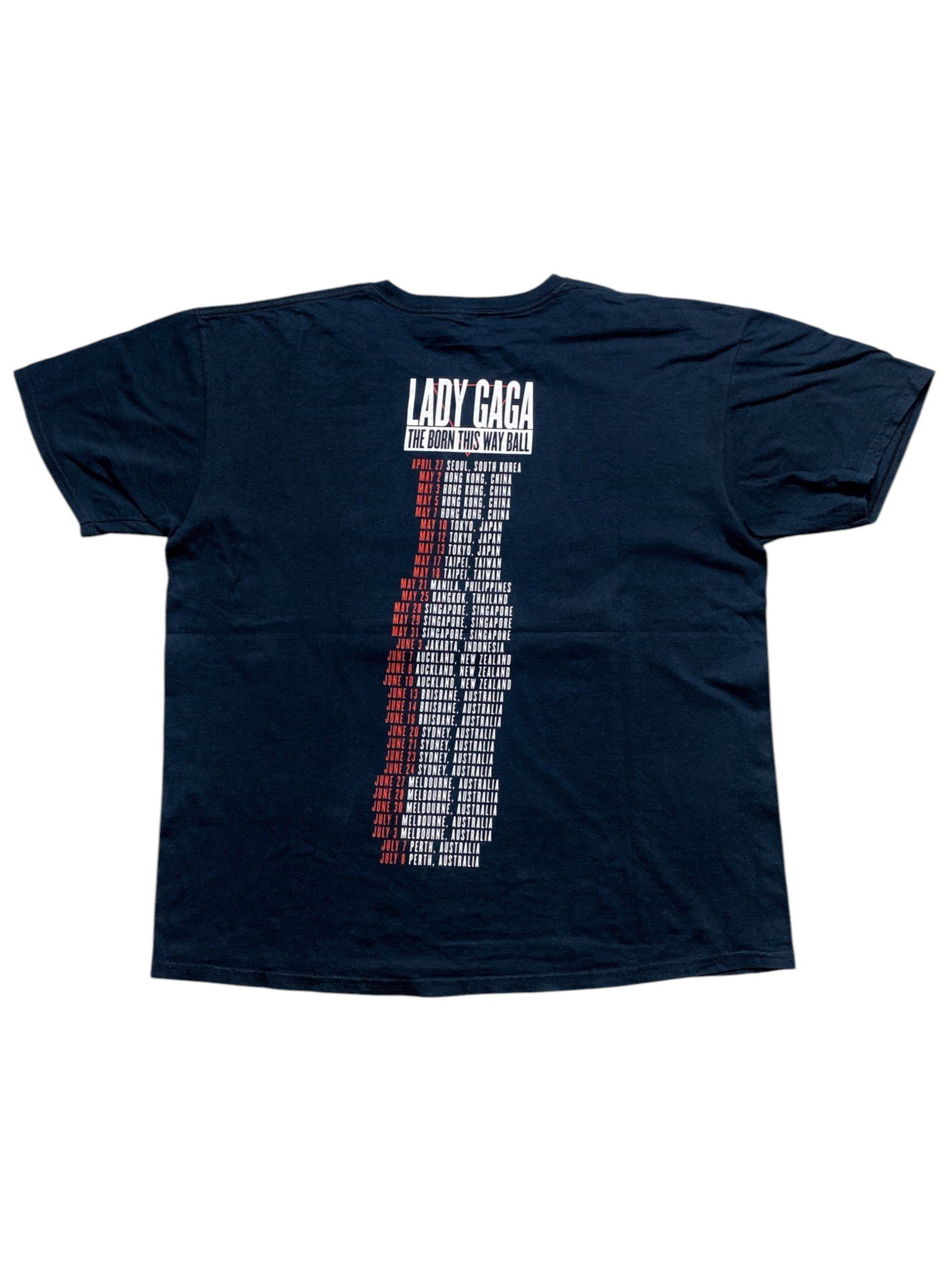 Vintage 2012 Lady Gaga The Born This Way Ball Tour T-Shirt back